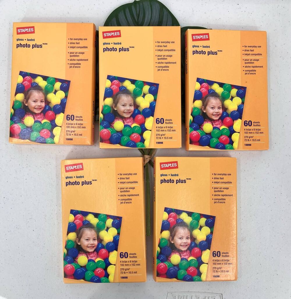 Staples Set Of 5 Gloss Photo Plus 60 Sheet Ct 4 in x 6 in Printable Paper 19898
